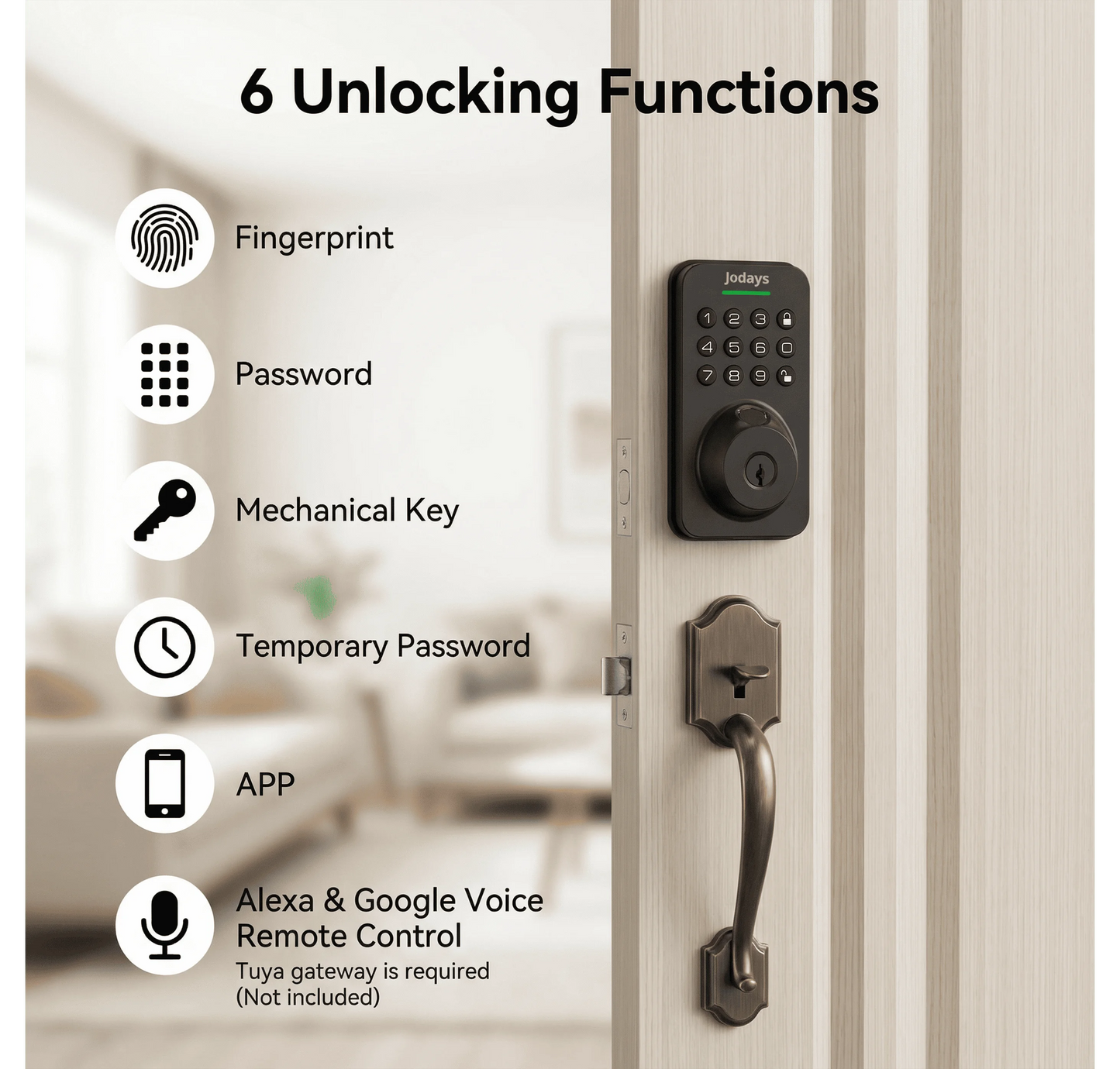 Jodays Smart Deadbolt Lock with Fingerprint & Keypad