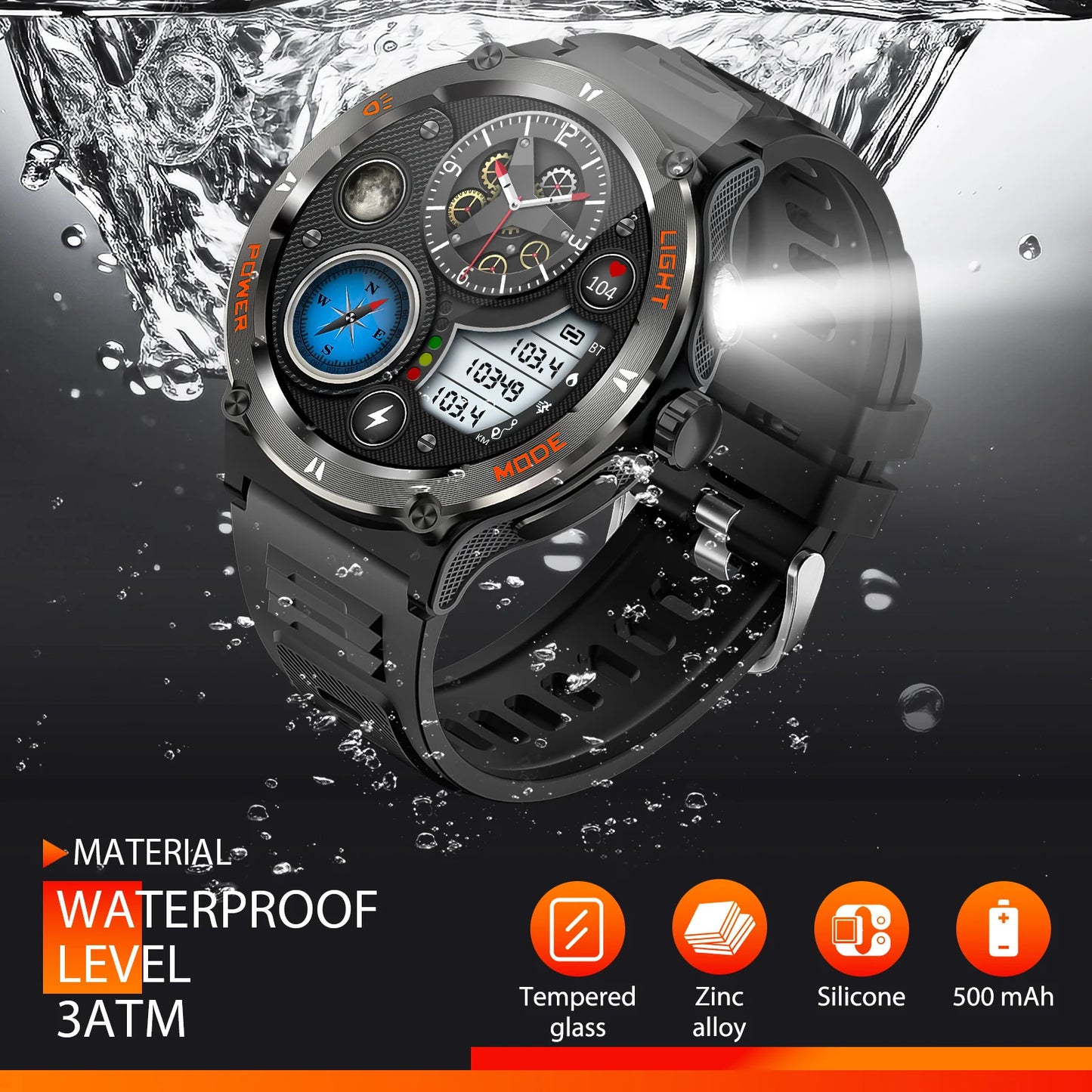 EIGIIS Smart Watch 3ATM Waterproof, Bluetooth Call