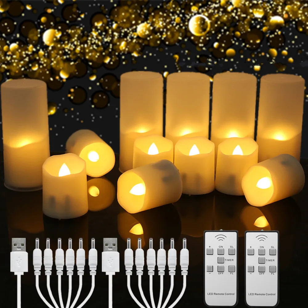 6Pcs/Set Rechargeable, LED Candle, Timer Remote, Flickering Flames