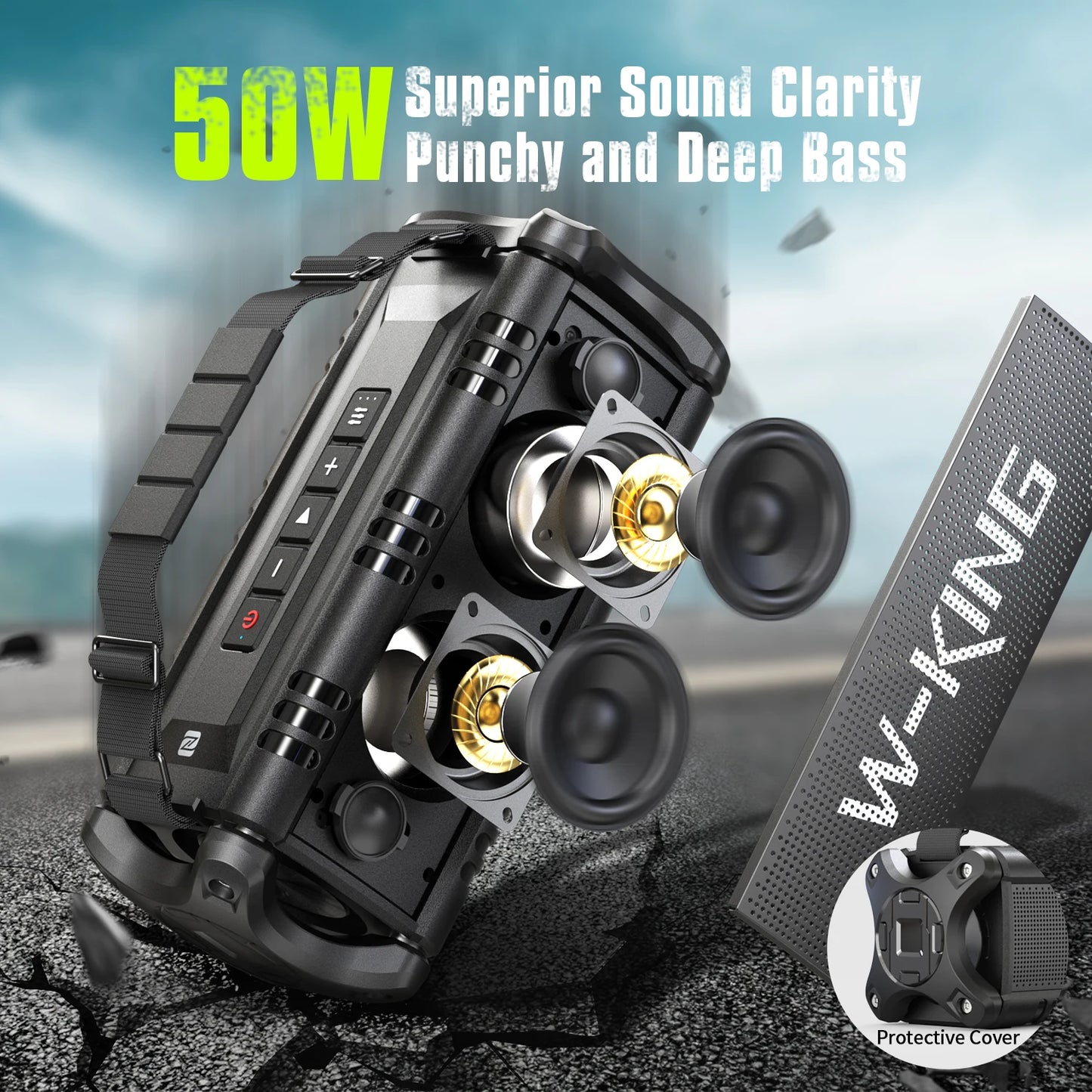 W-KING Bluetooth Speaker, 90W Peak 50W RMS