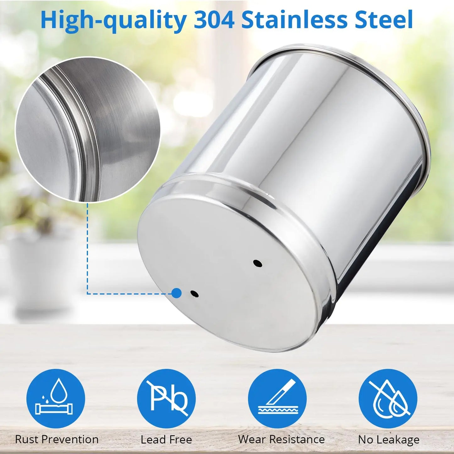 HiMISS Water Filter System 304 Stainless Steel with 2 Black Carbon Filters