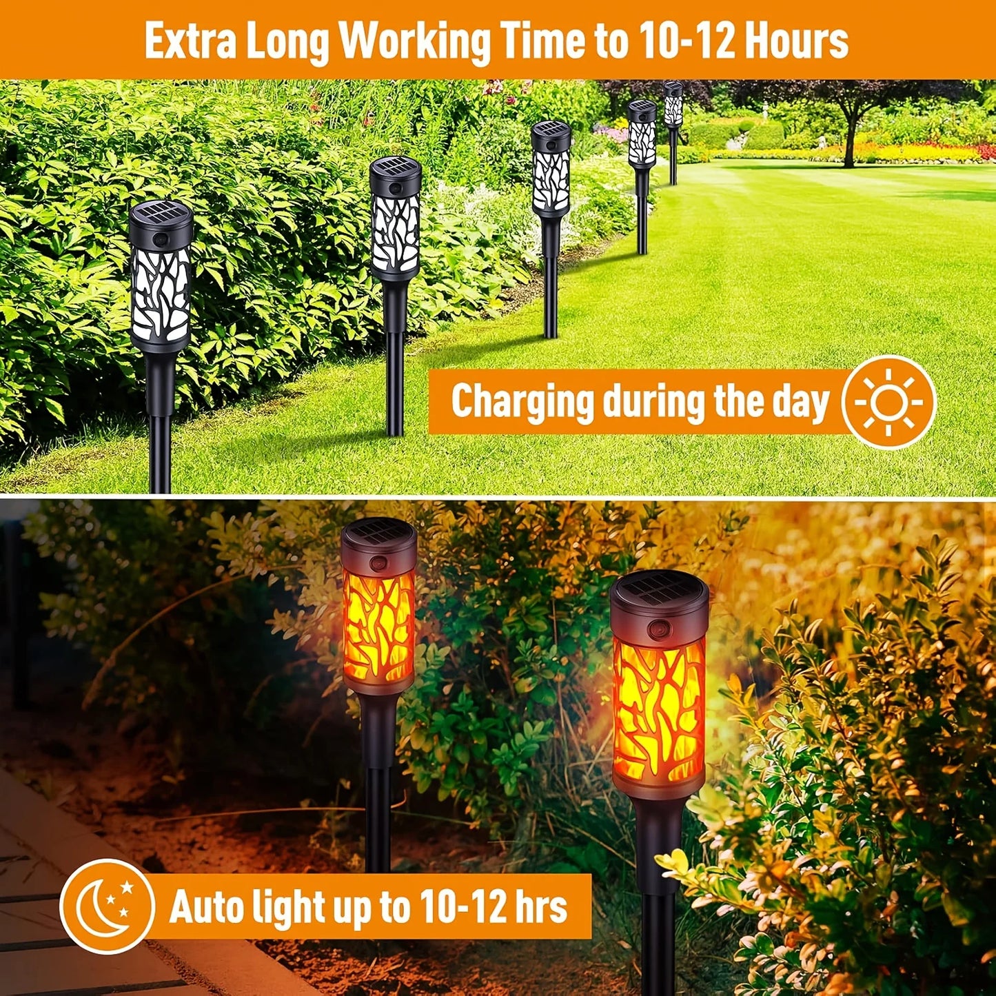 6/12Pack Solar Lights Outdoor, IPX5 Waterproof, Flame Torches