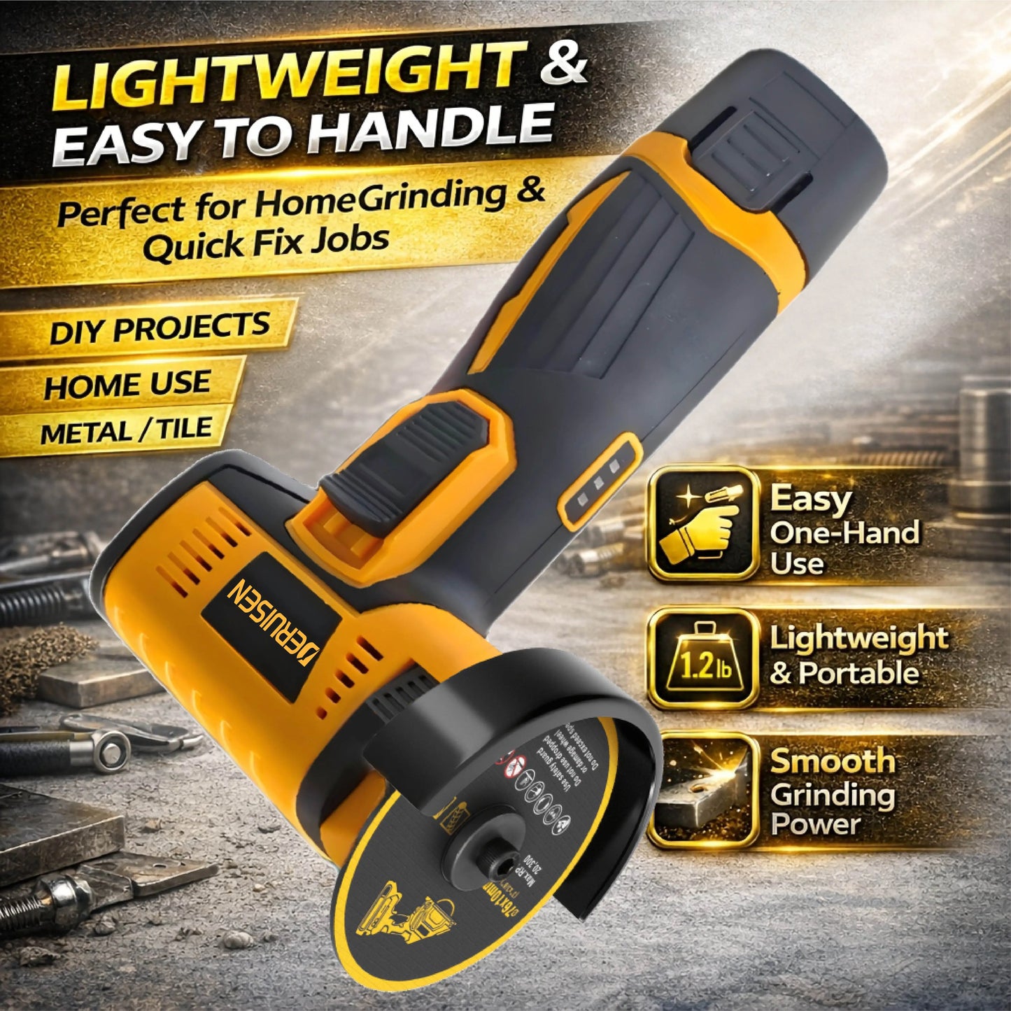 DERUISEN 19800 RPM Mini Wireless Angle Grinder