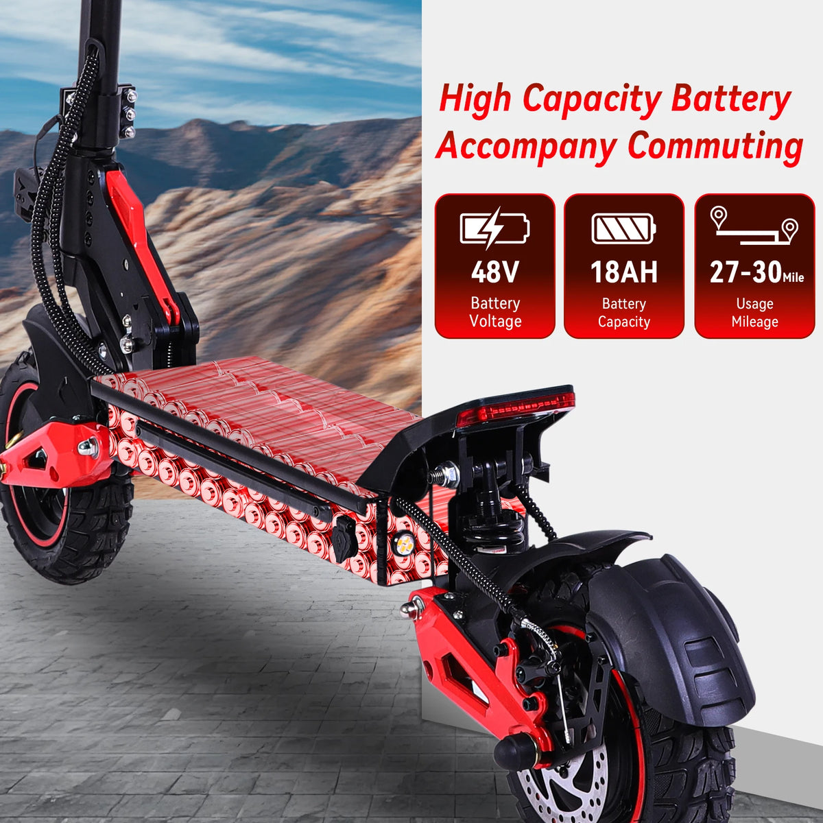 OBARTER J15 Electric Scooter Adult 1600W Motor 11-Inch Off-Road Tires 48V18AH Battery Max Speed 31mph Range 27-30 Miles Electric Scooter