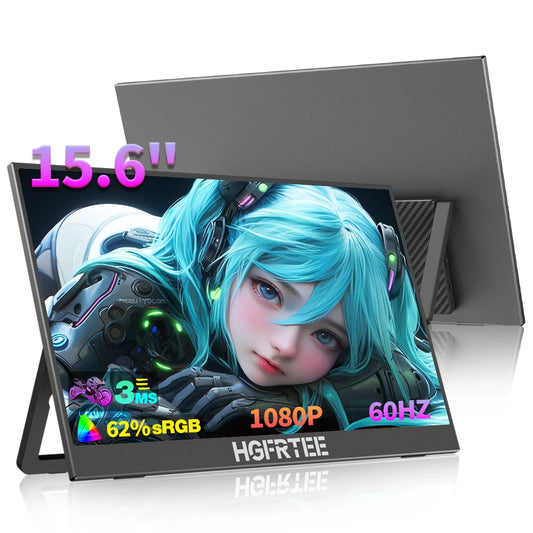 HGFRTEE 15.6 Inch Portable Monitor, FHD-IPS Laptop External Second Screen