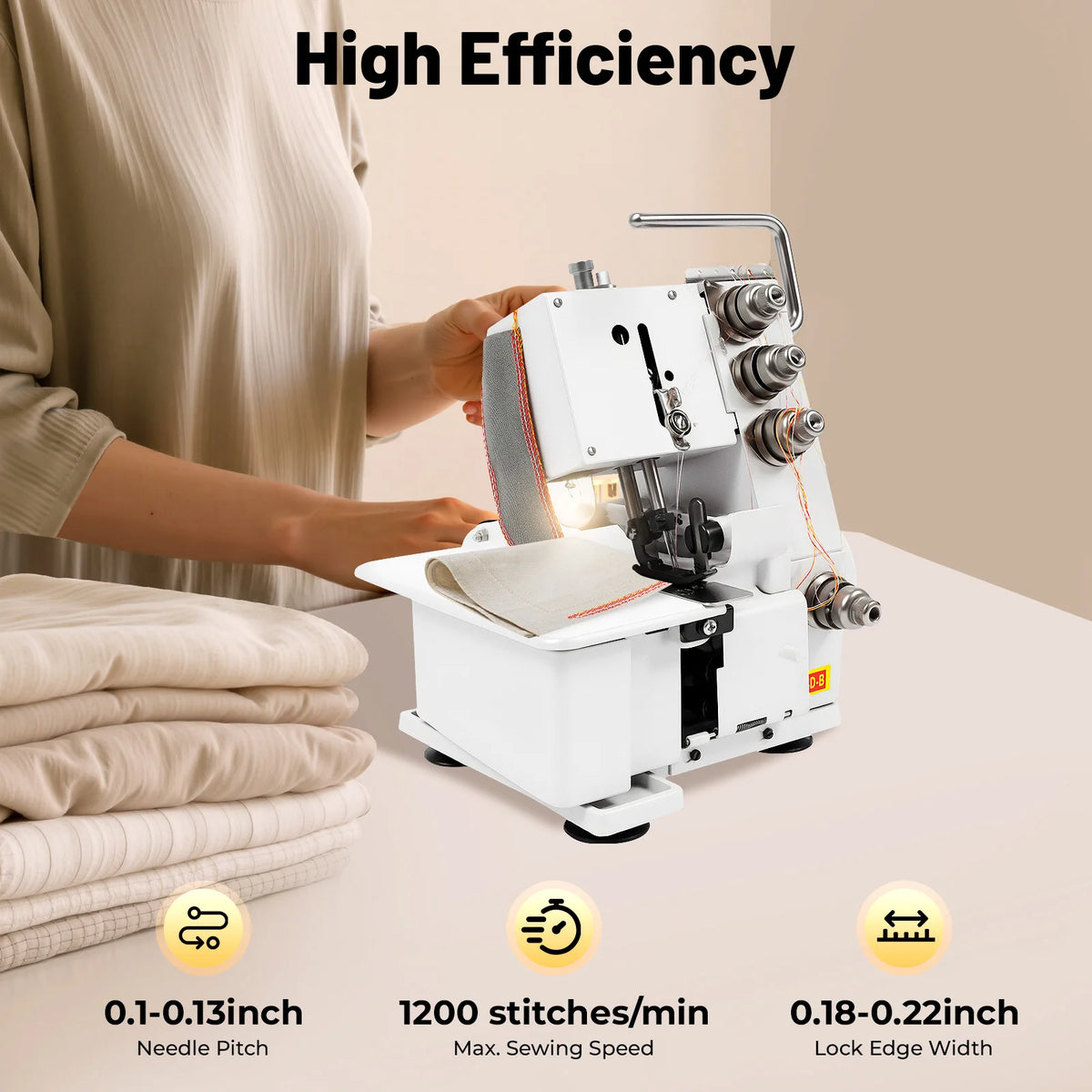 Bymaocar 100W Overlock Machine, 4-Thread Electric Sewing Machine