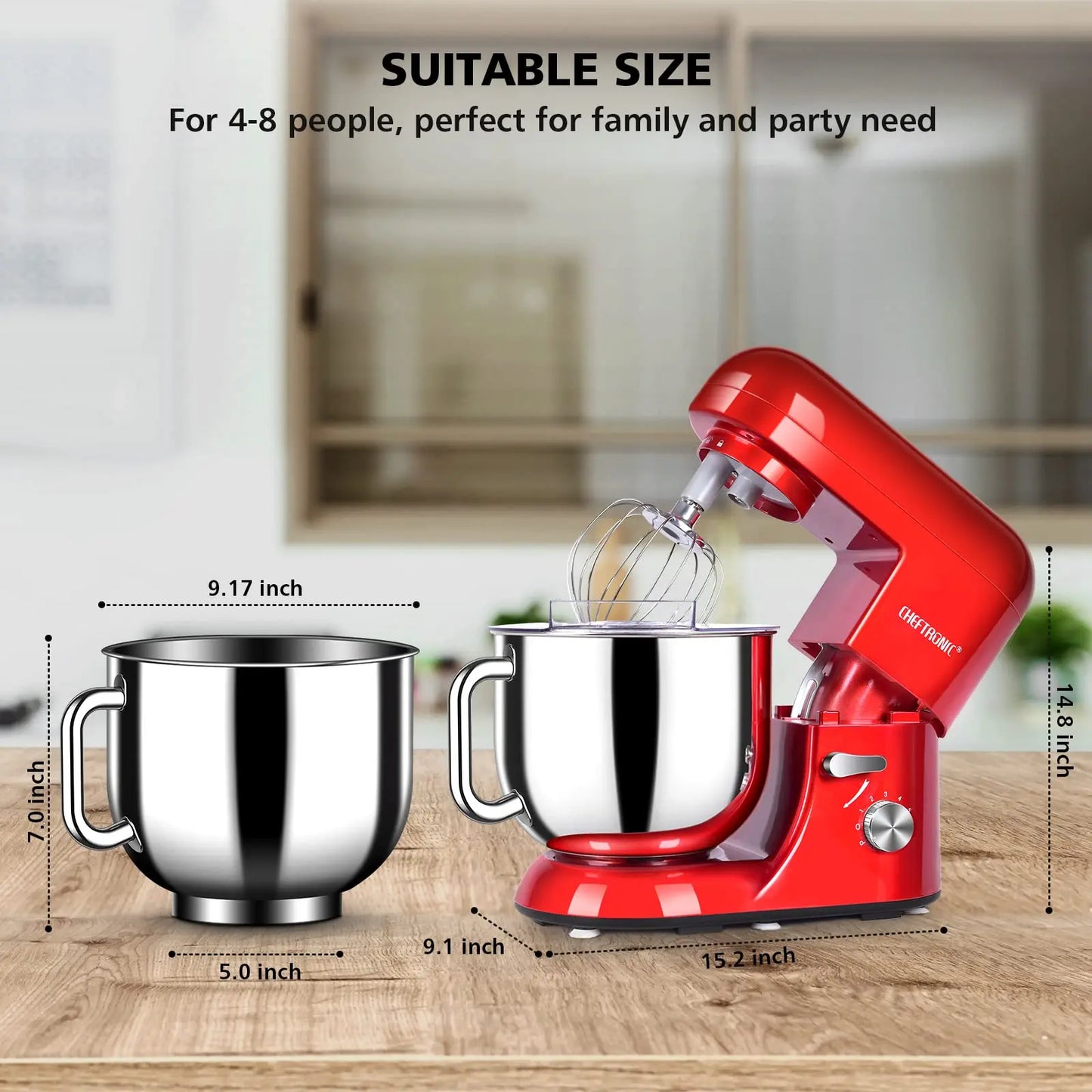 CHEFTRONIC Stand Mixer, 7 Qt Tilt-Head Electric Household Stand Mixer
