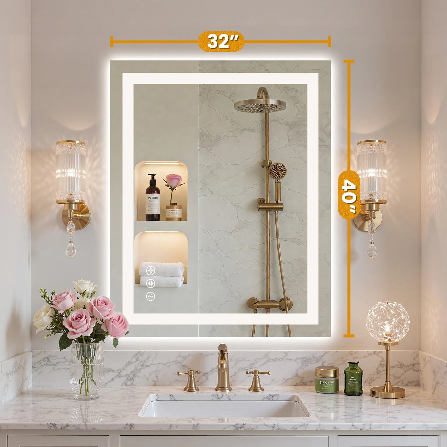 JHK LED Bathroom Vanity Mirror for Wall Memory Function