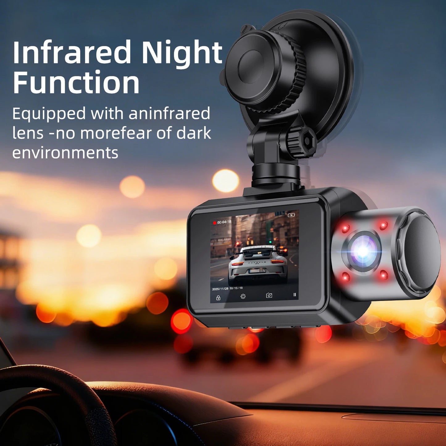 MUÜBAER Dash Cam for Cars 3 Channel Car DVR 4K Camera