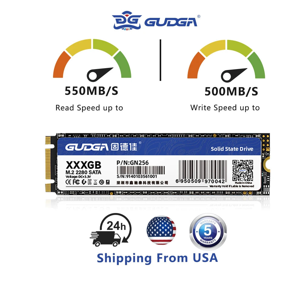 GUDGA M2 NGFF SSD SATA 128GB 256GB 512GB 1TB
