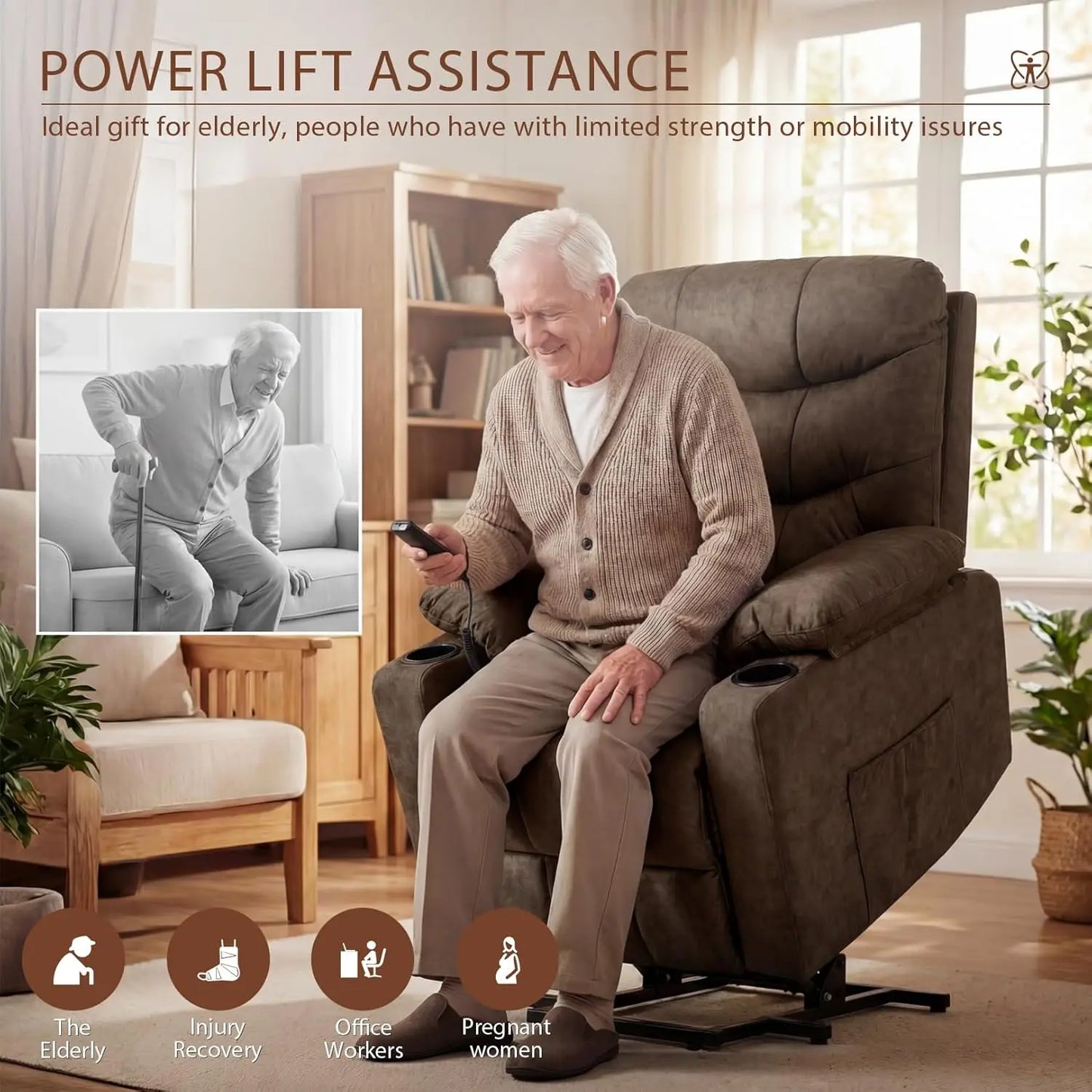 Power Lift Recliner Chair for Seniors with Heat & Massage