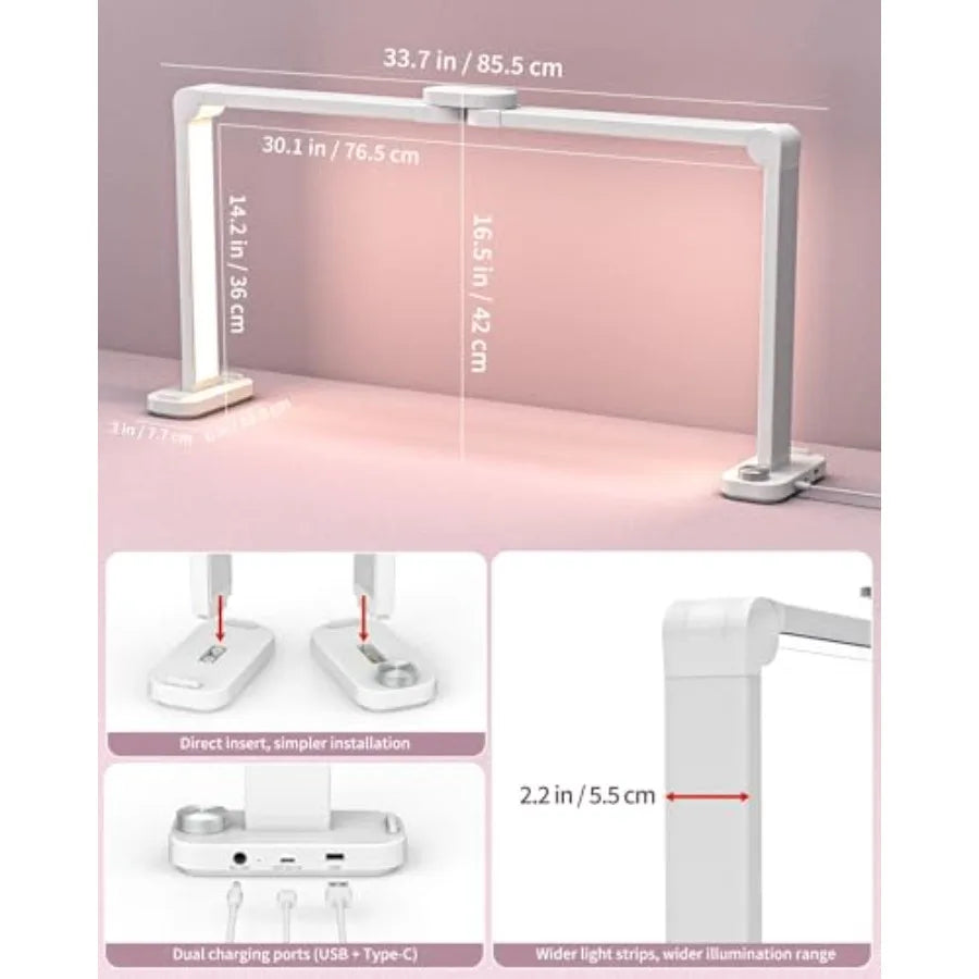 Nail Desk Lamp for Nail Tech, Foldable 34in