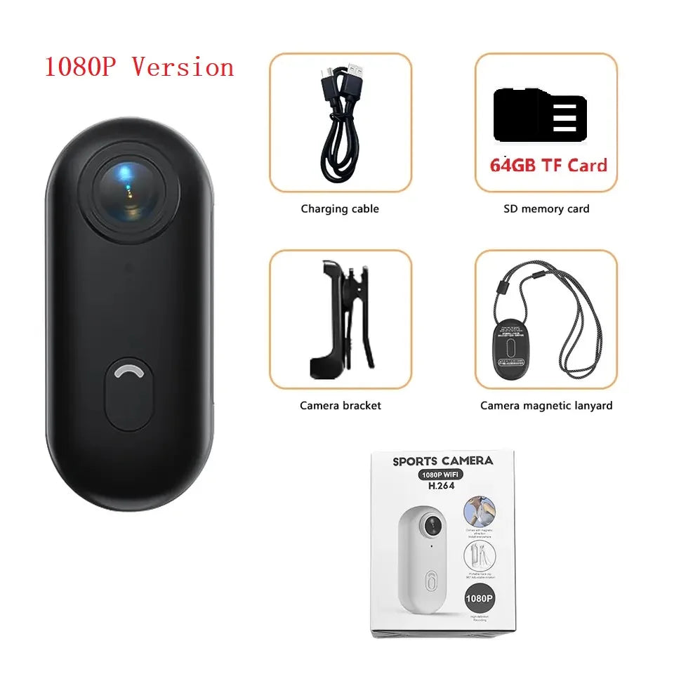 KIDKD 4K Mini Body Camera 64GB Action Cam with Audio & Video