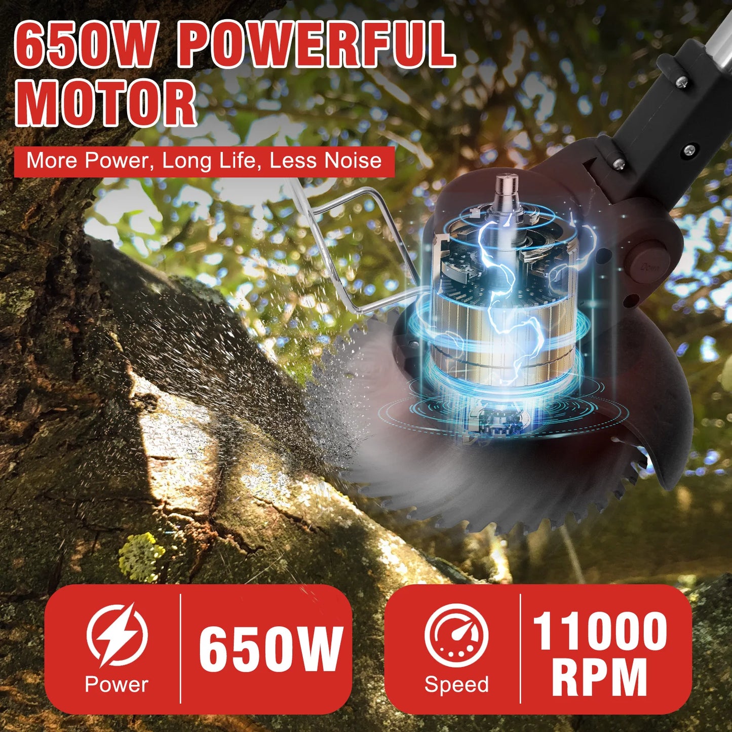 21V Cordless Grass Trimmer Electric 3-in-1 Lightweight