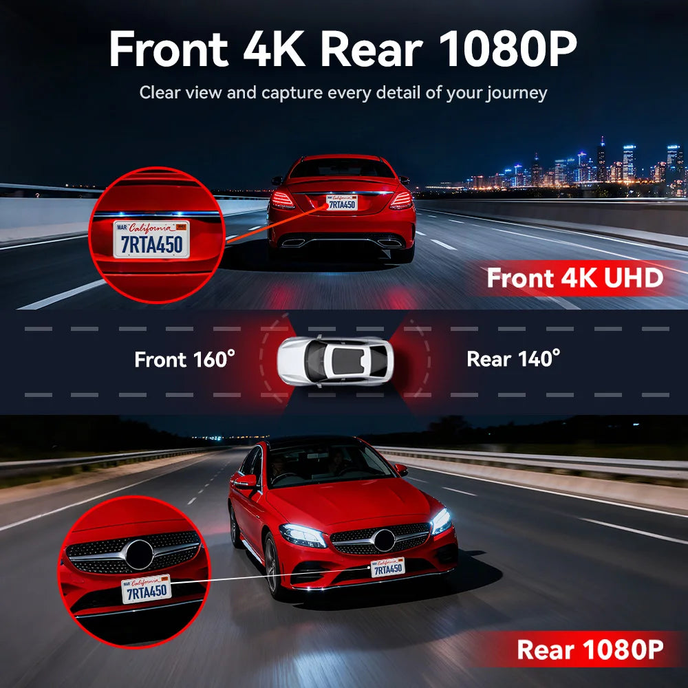 REDTIGER  A4 4k Dash Cam Front and Rear Drive Recorder GPS& 5G WiFi