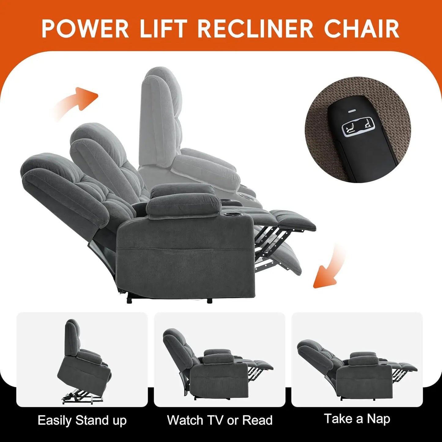 Electric Power Lift Recliner Chair Sofa with Massage and Heat