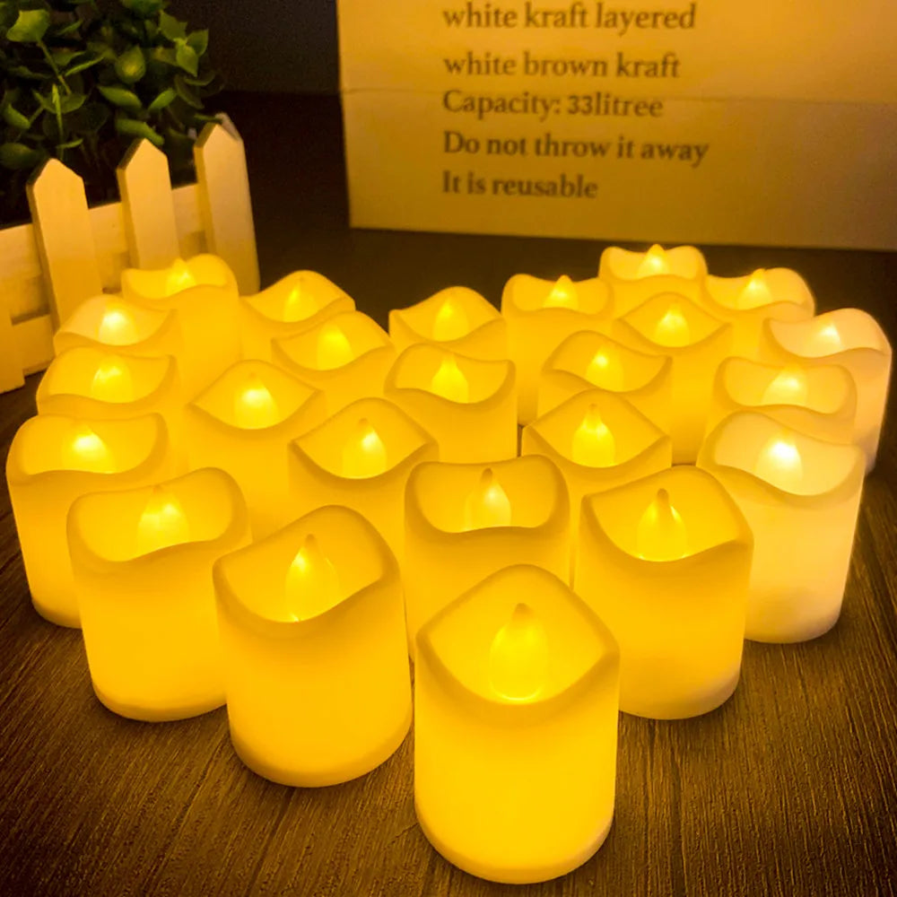 Yeahmart 12/24Pcs Flickering LED Candles Electric Flameless