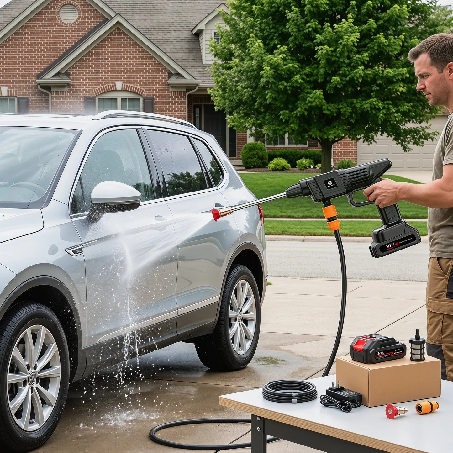 Cordless Pressure Washer, 30Bar Pressure Water Spray Gun