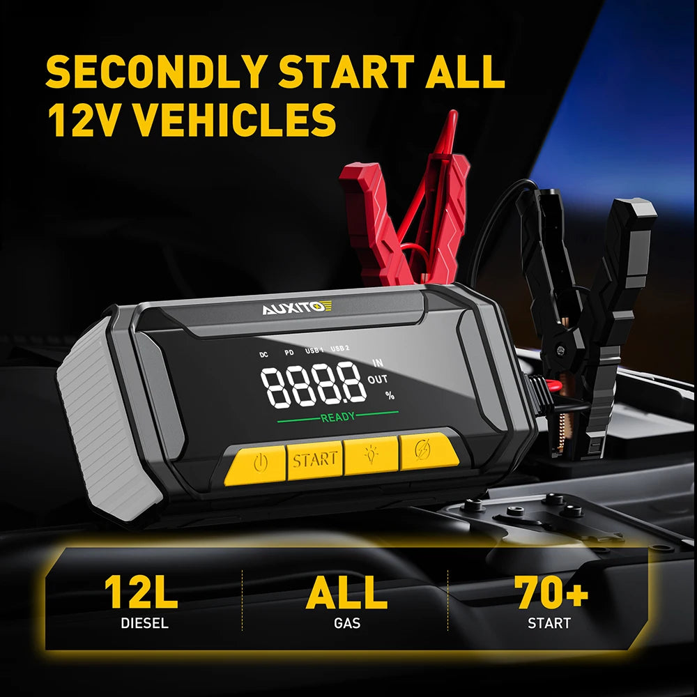 AUXITO 1Set Car Battery Jump Starter Boost Force Start Function