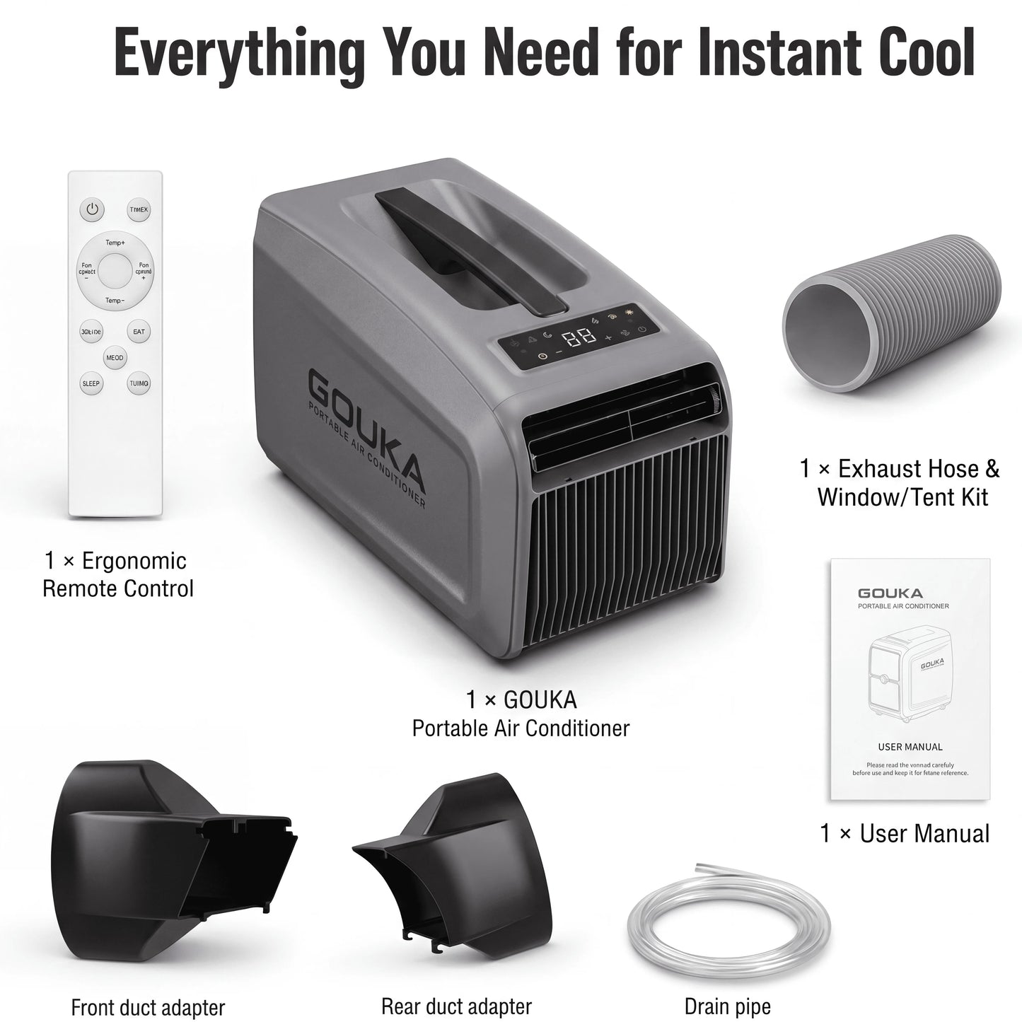 GOUKA 5200BTU 6-in-1 Portable Mobile Air Conditioner
