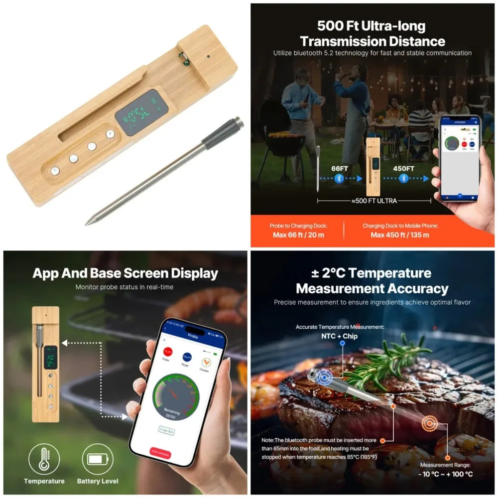 Wire Meat Thermometer Bluetooth Meat Probe