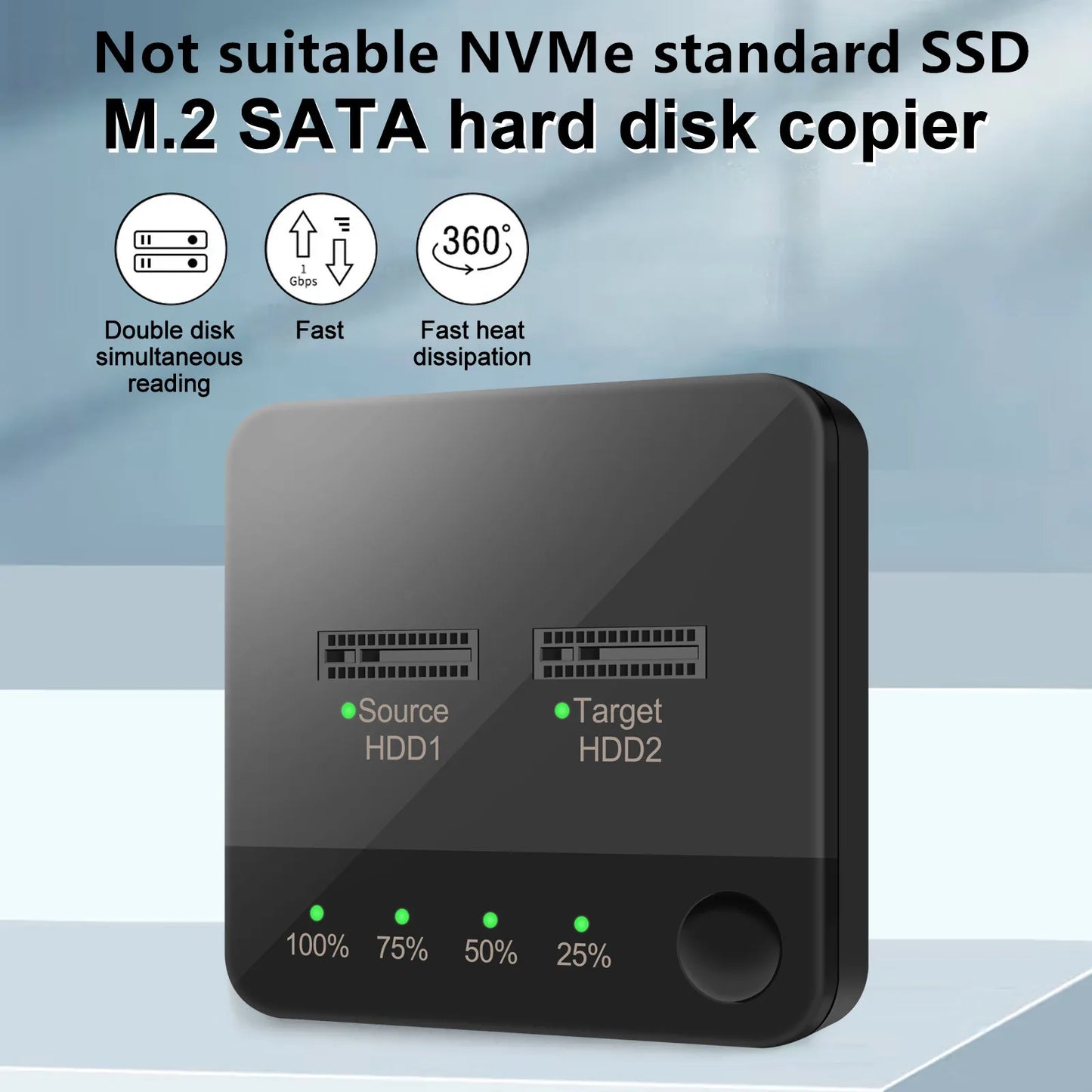 Dual-Bay Hard Drive Docking Station SSD Duplicator