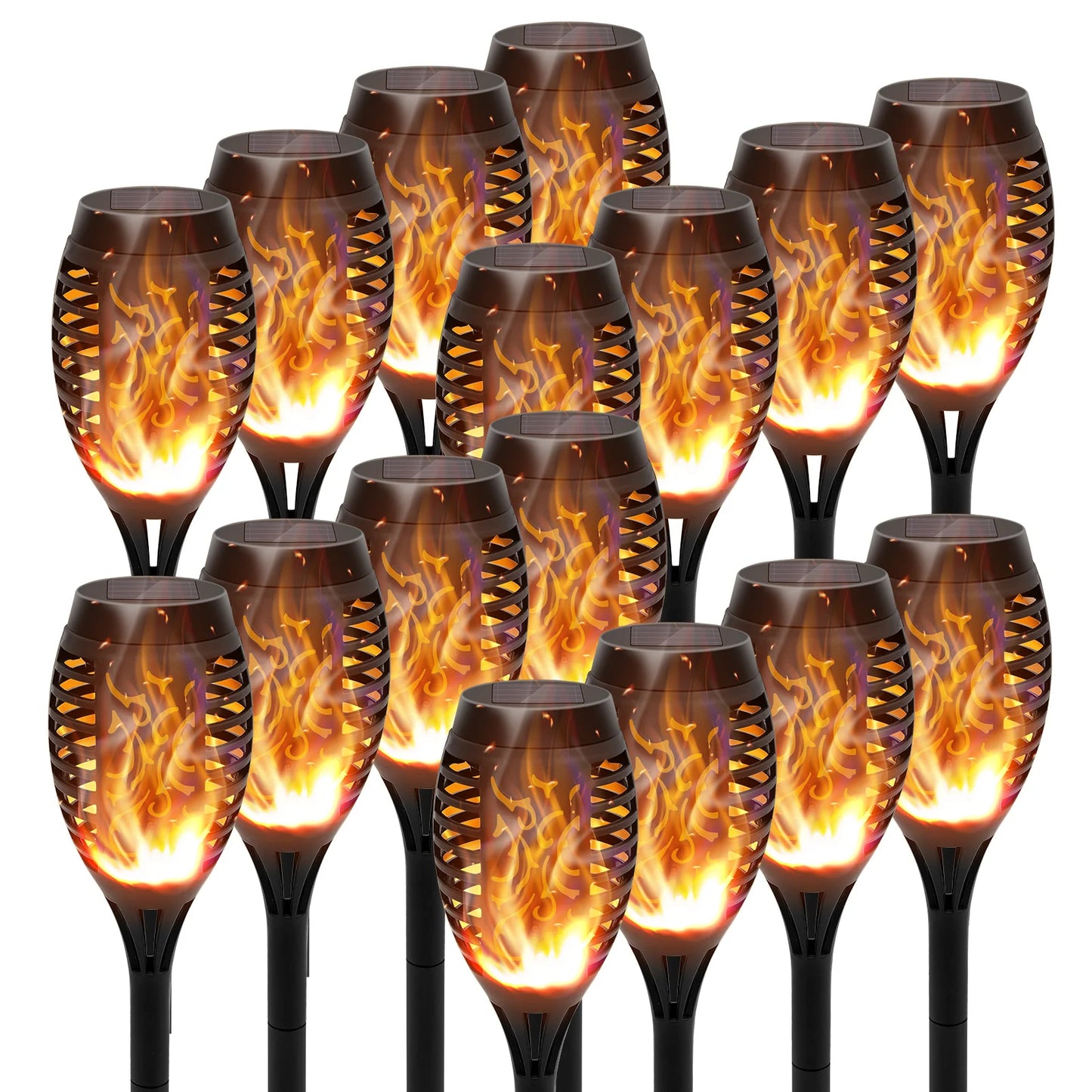 4/6/8/12Pcs Solar Flame Torch Light LED Flickering Outdoor