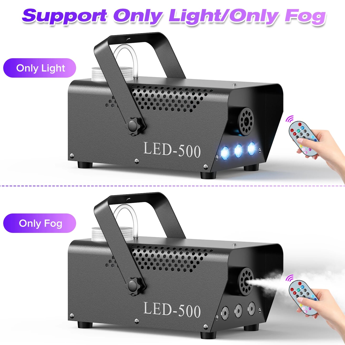 U'King 500W Smoke Machine RGB 3 LED Mixed Color Fog Machine