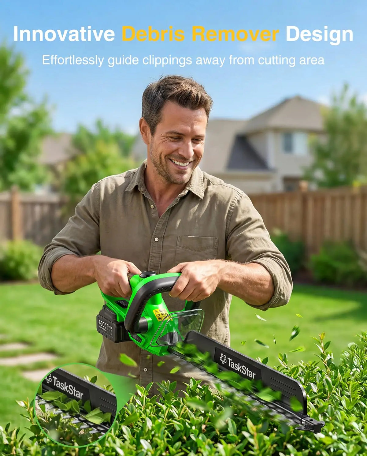 TaskStar Electric Hedge Trimmer 22" Rotatable Handle Bush Trimmer