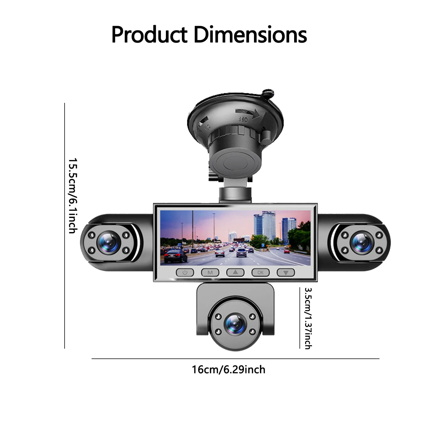 BCUOZ 5-Lens 360° Dashcam 1080P Front 720P Rear