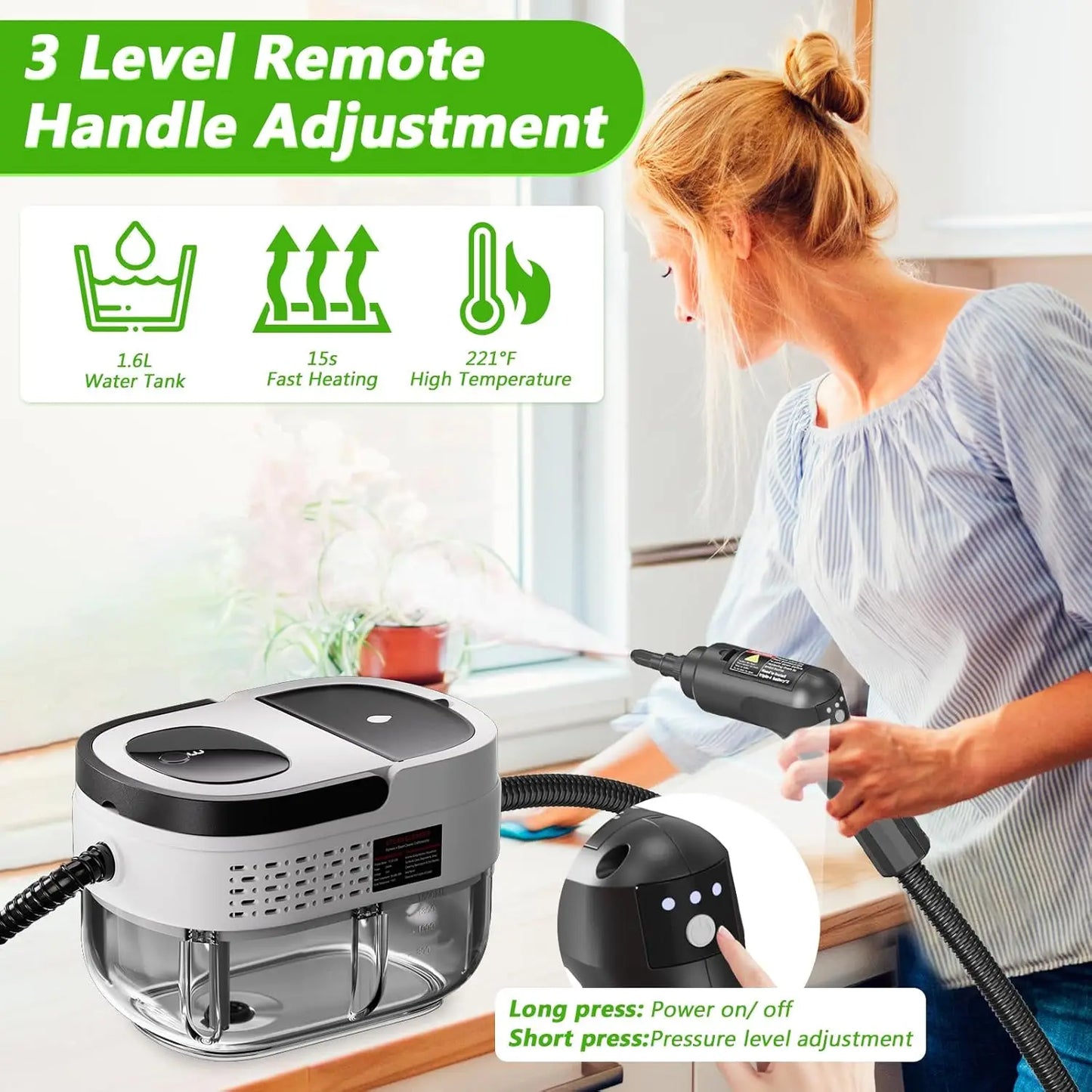 Handheld Steam Cleaner, 2500W High Pressure Steamer