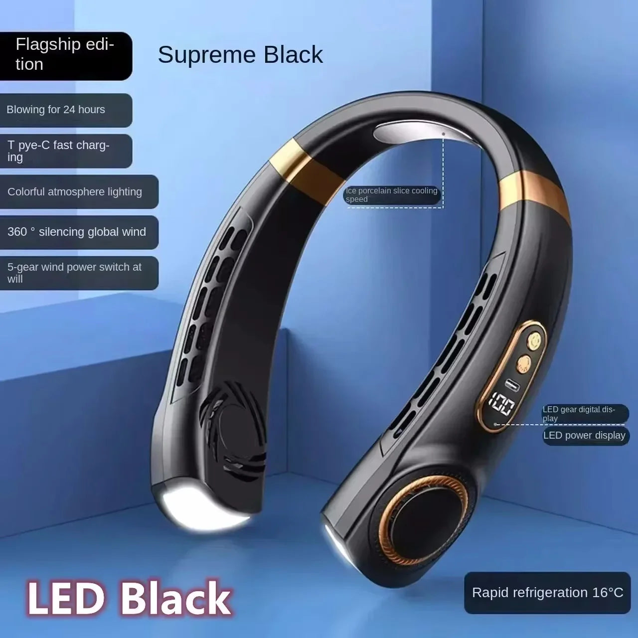 XIAO 8000mAh USB Hanging Neck Fan Portable Bladeless