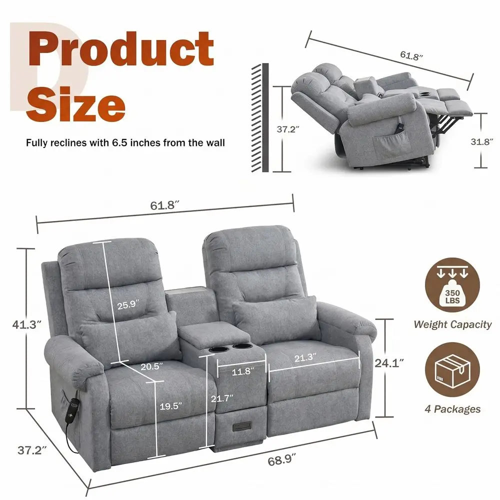 Dual Power Lift Recliner Loveseat for Seniors