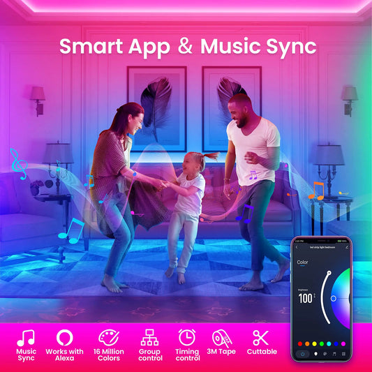 Tuya Smart Wi-Fi Led Lights 100ft, App Controlled