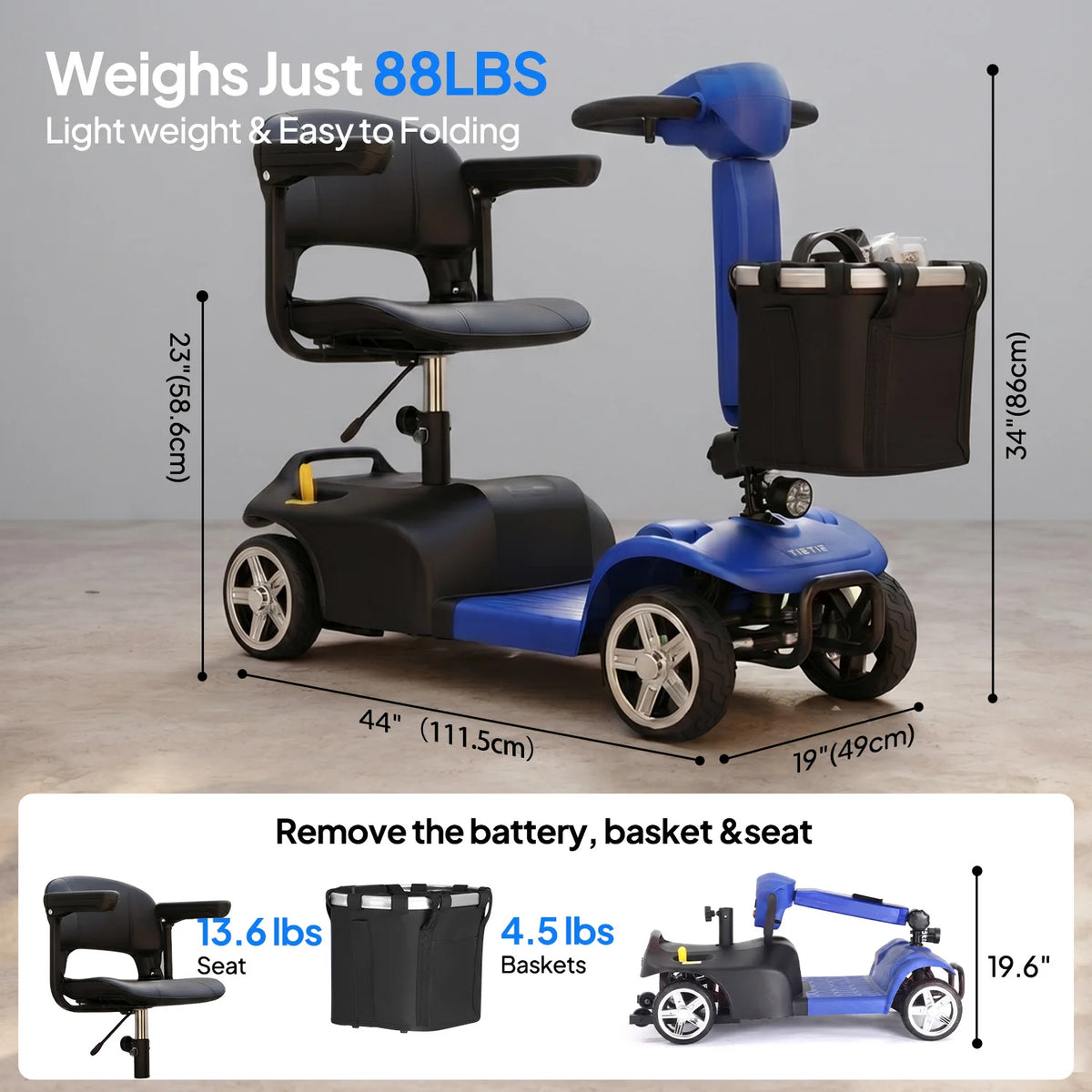 4‑Wheel Folding Mobility Scooter for Seniors
