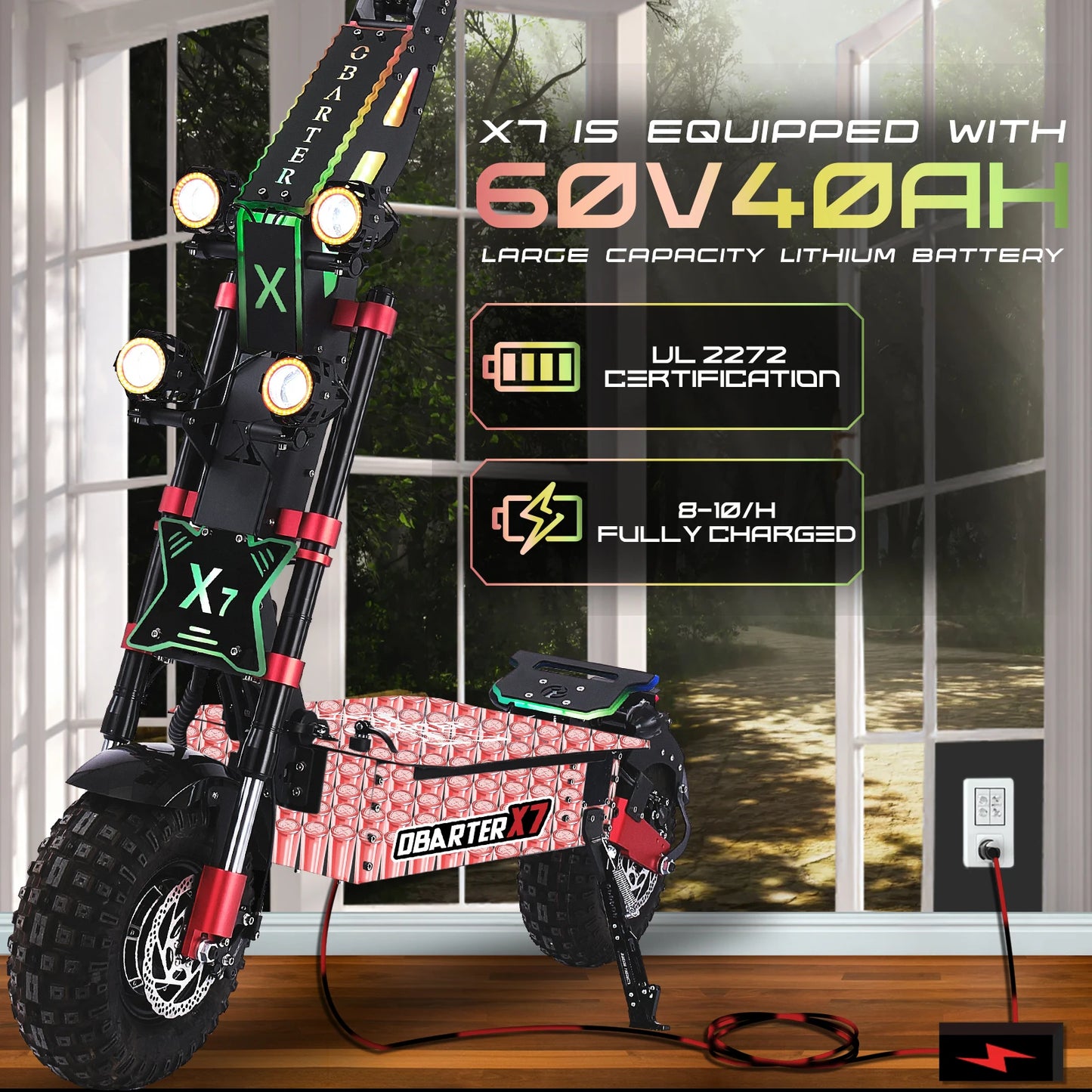 OBARTER X7 8000W Dual Motor Electric Scooter 60V40AH 56Mph