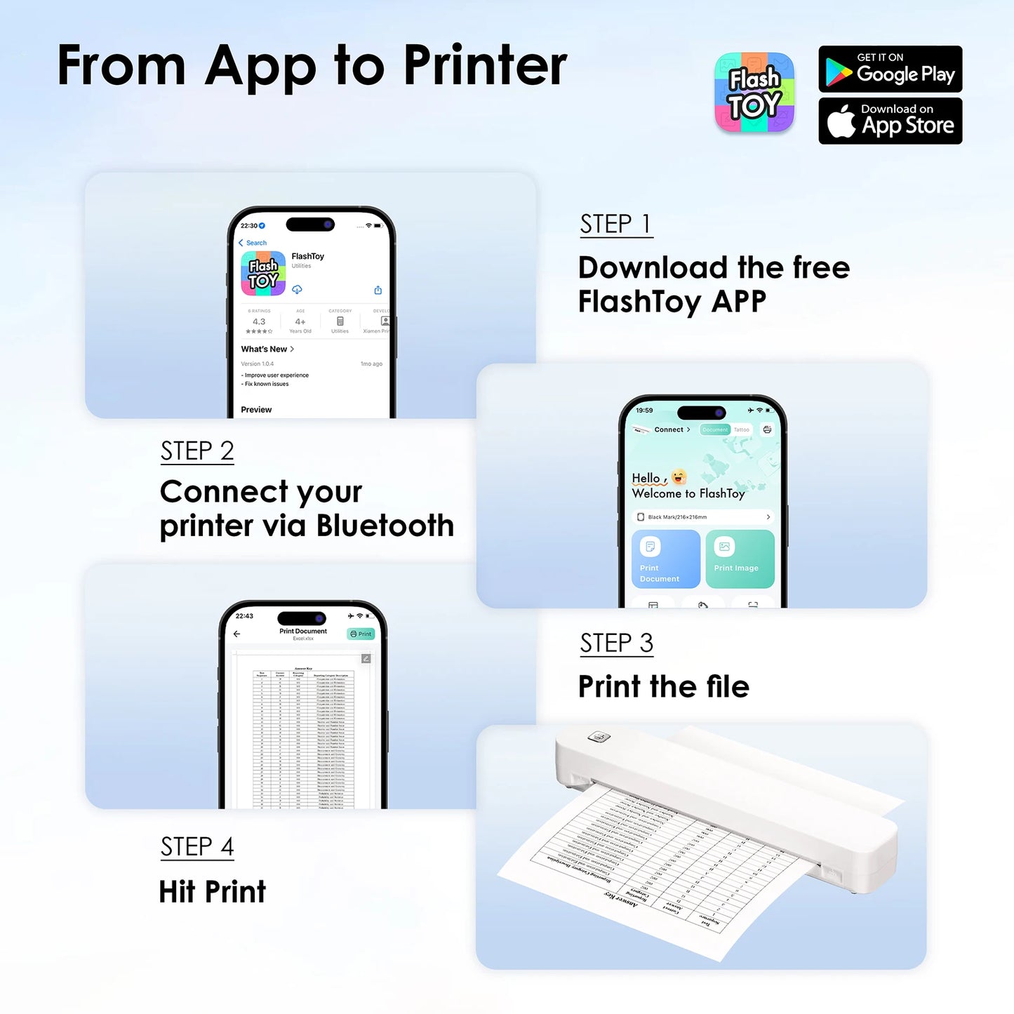 Knaon Mini Portable A4 Thermal Printer Desktop Inkless