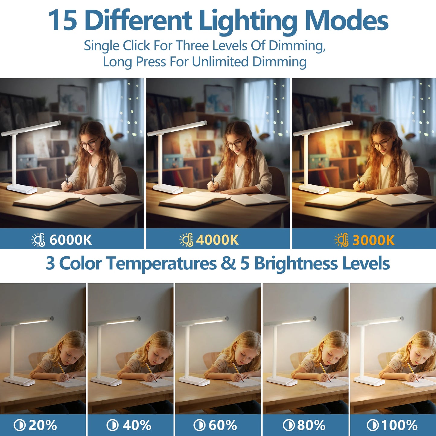 LED Desk Lamp Rechargeable Touch Dimmable Control Adjustable Magnetic Table Lamp