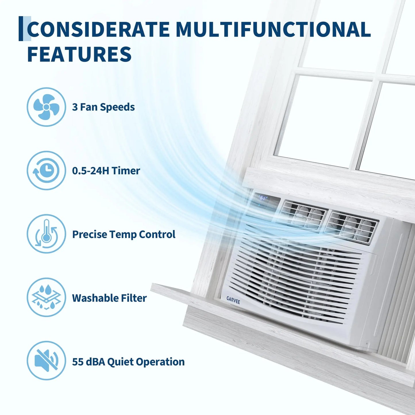HiMISS 12000 BTU Window Air Conditioner Cools 550 Sq Ft