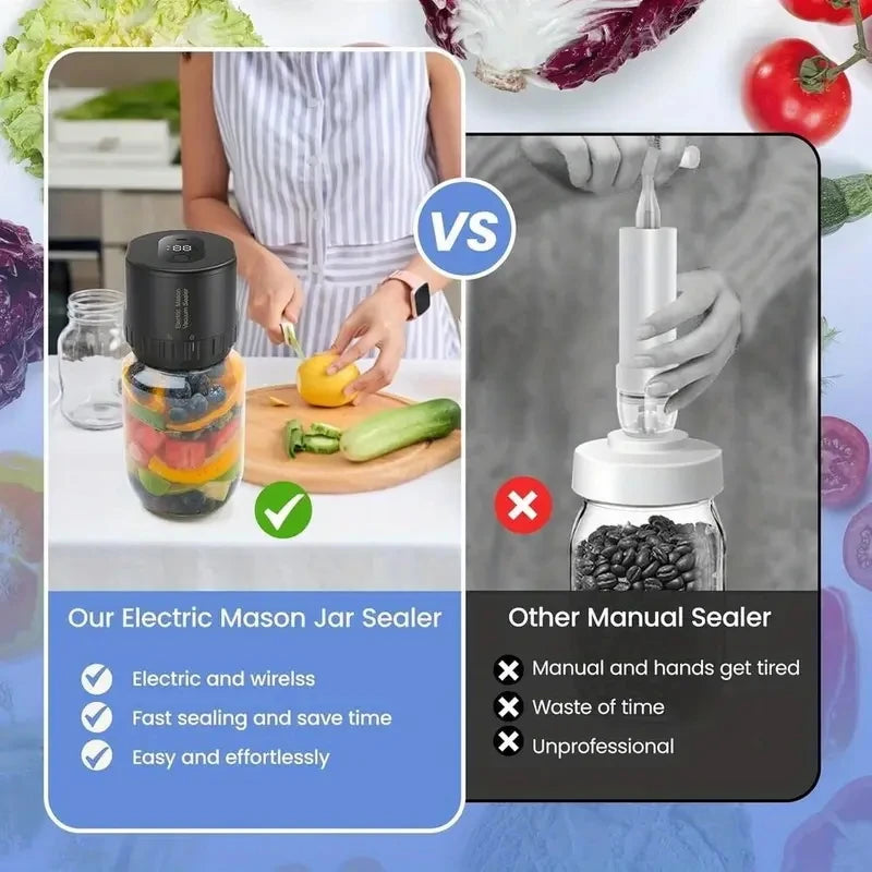 Electric Mason Jar Vacuum Sealer Kit - Automatic Vacuum Sealer