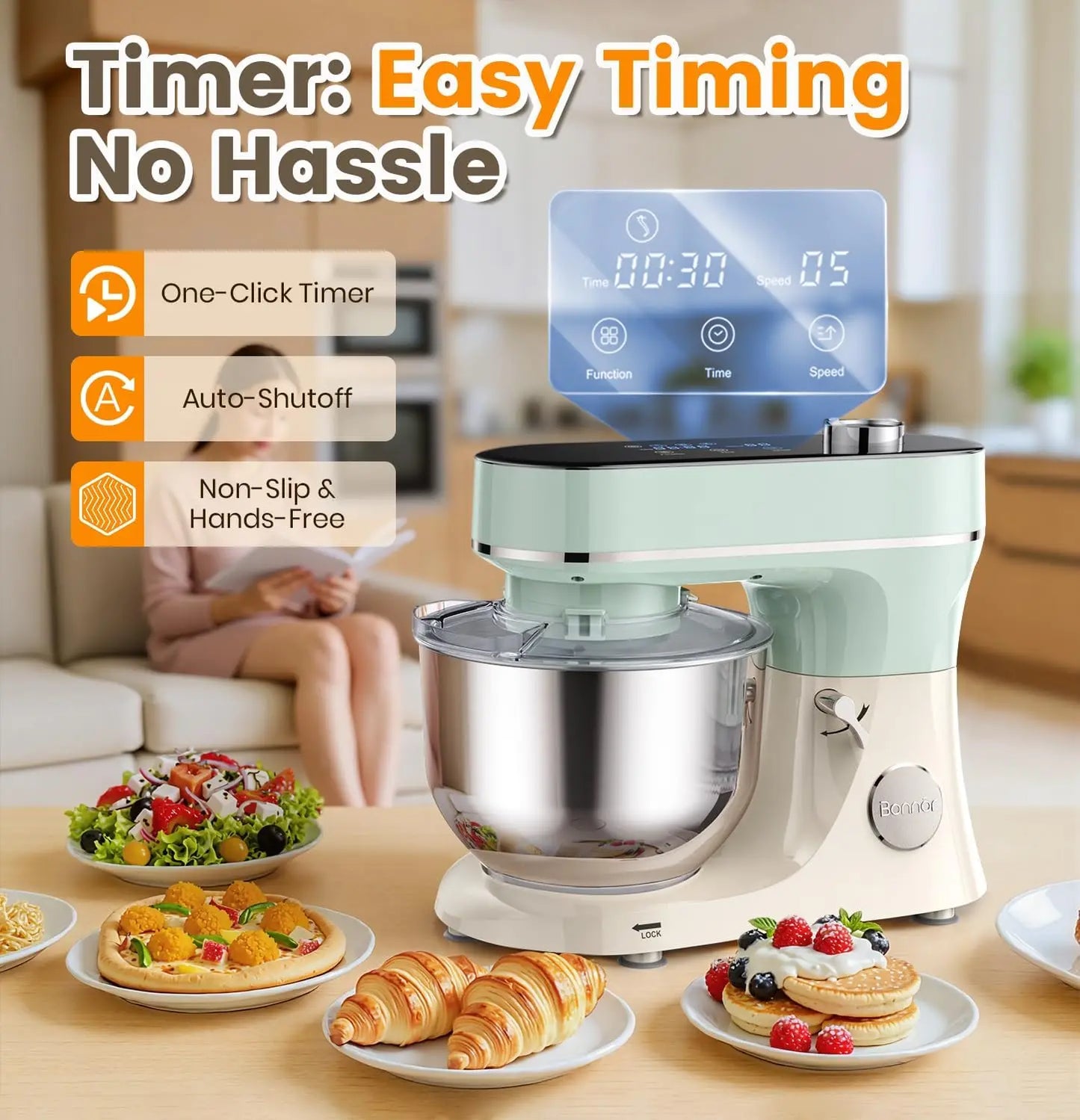 BONNOR Stand Mixer, 6QT Electric Kitchen Mixer