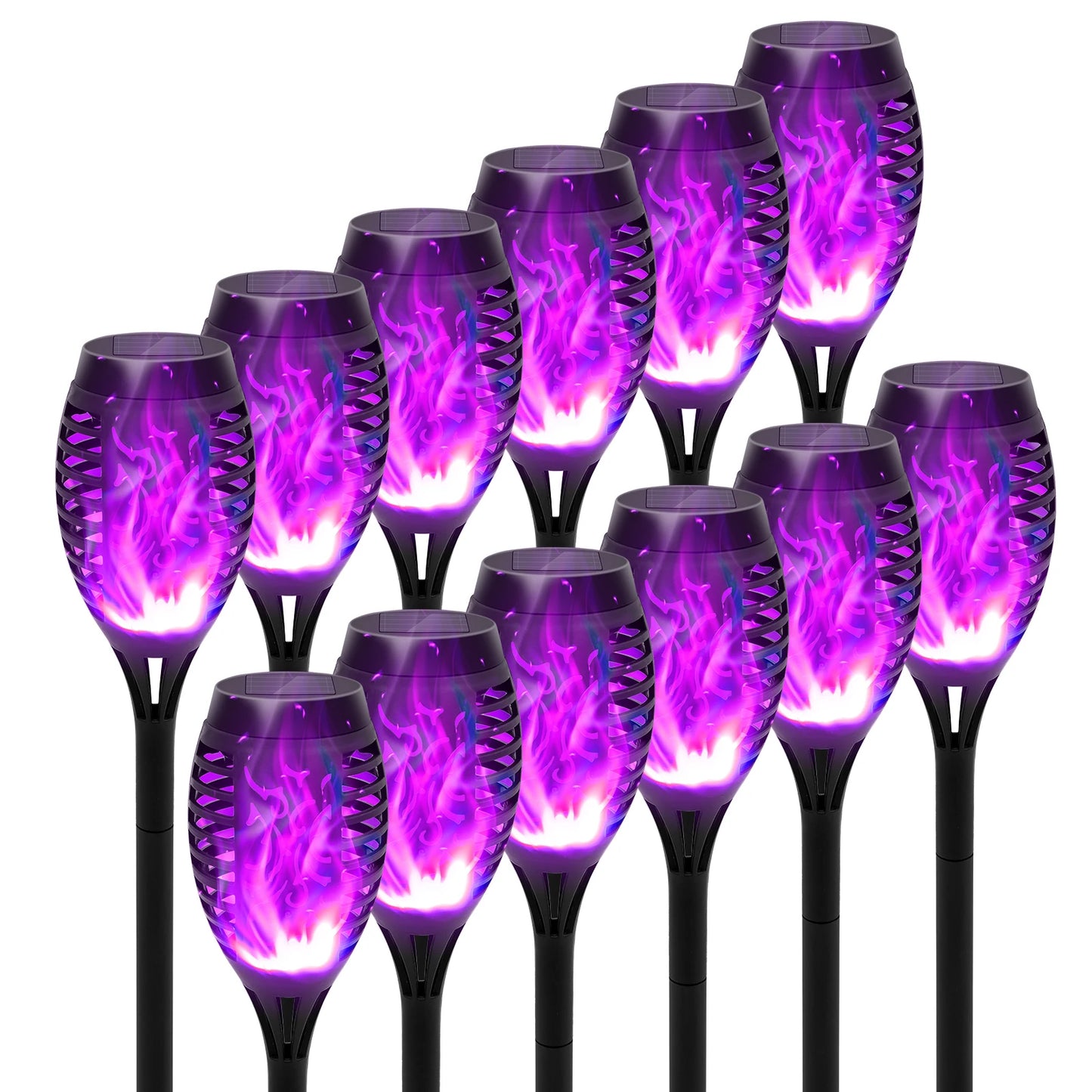 4/6/8/12Pcs Solar Flame Torch Light LED Flickering Outdoor