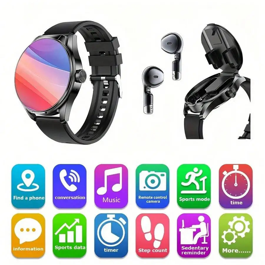 Smartwatch With Earbuds, 1.46-Inch Full Touch Screen, Wireless Voice Calling