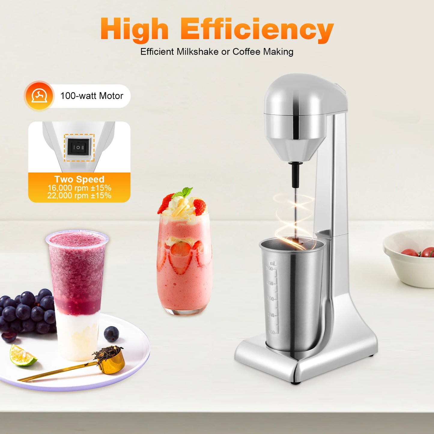 500ml Milkshake Maker for Home, Electric Milk Shake