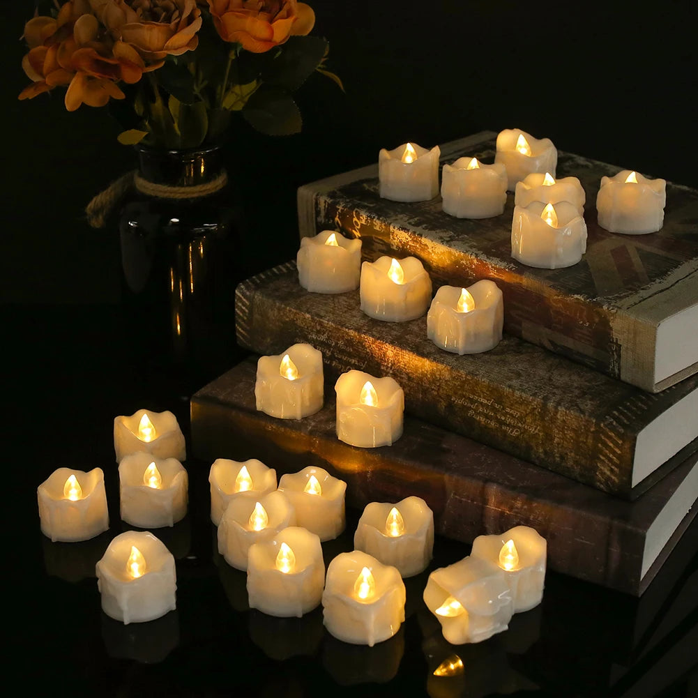 Yeahmart Timer Tea Lights Flameless Flickering