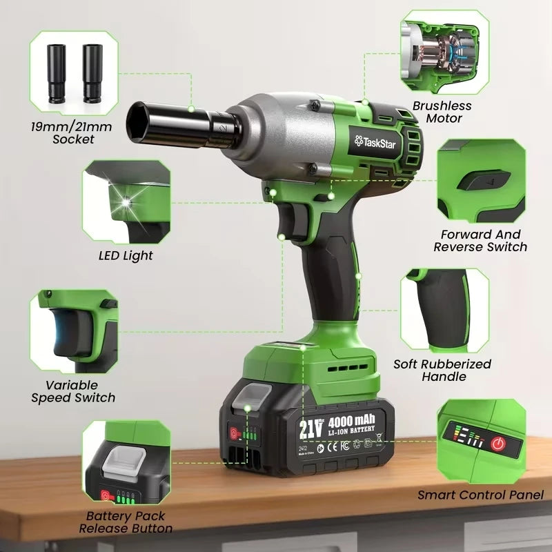 TaskStar 1600N.M Brushless Electric Impact Wrench