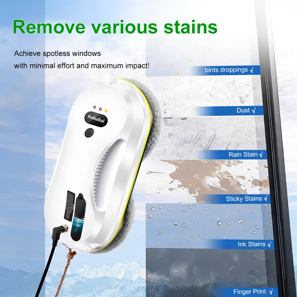PuRuiKai Household Window Robot, Automatic Water Spray Cleaning