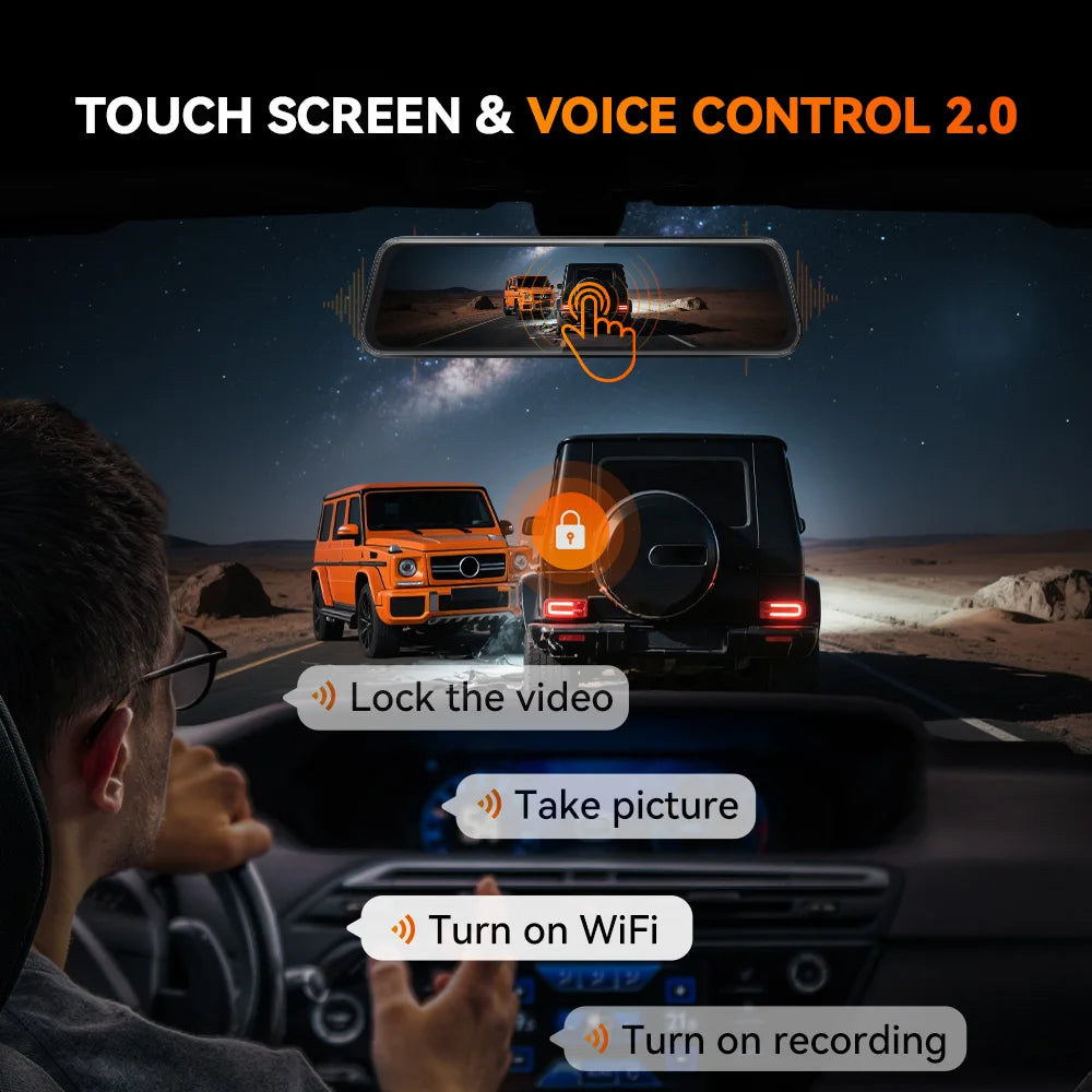 WOLFBOX M40 Dash Cam 4K+1080P With Voice Control
