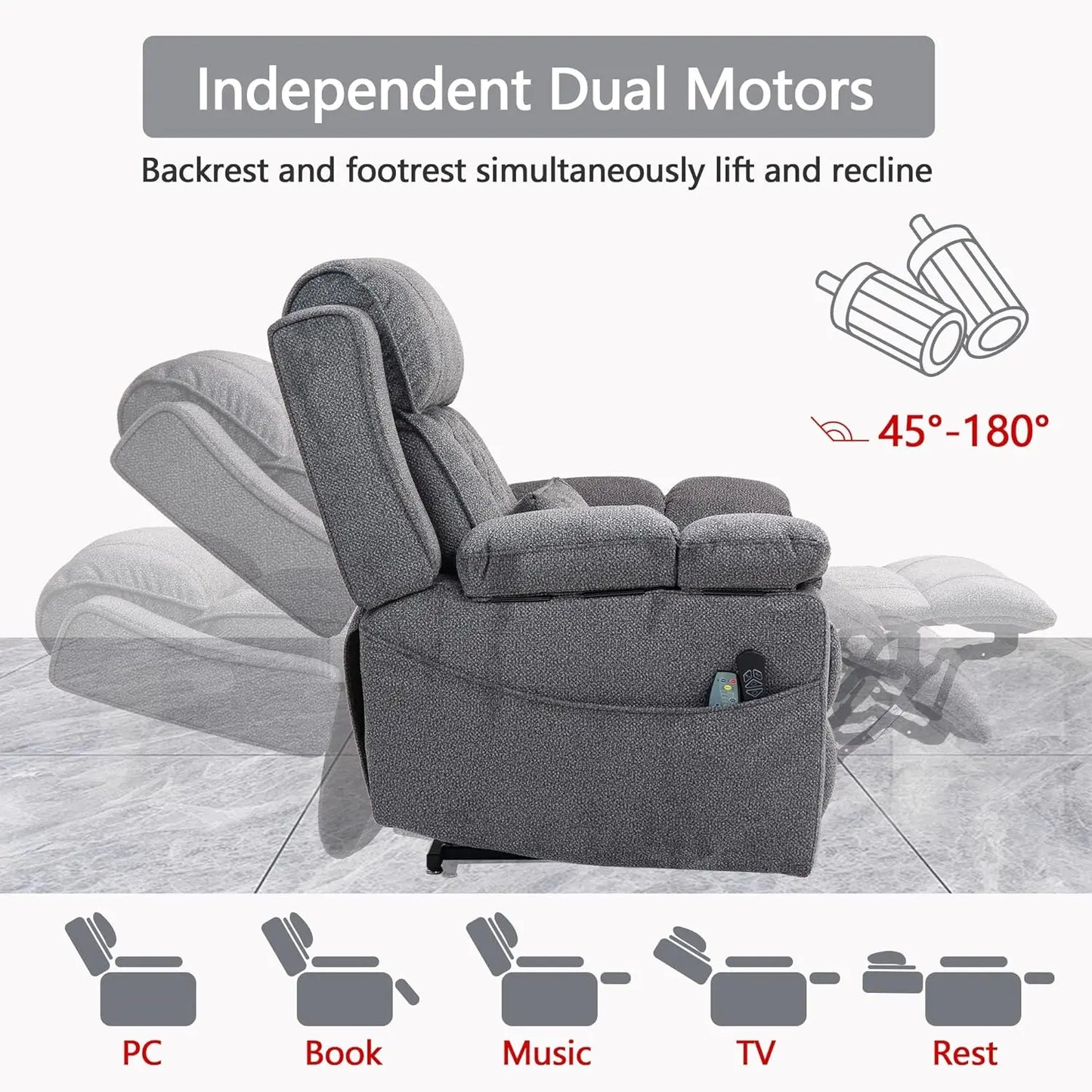 Large Power Lay Flat Lift Chair Oversized Recliner