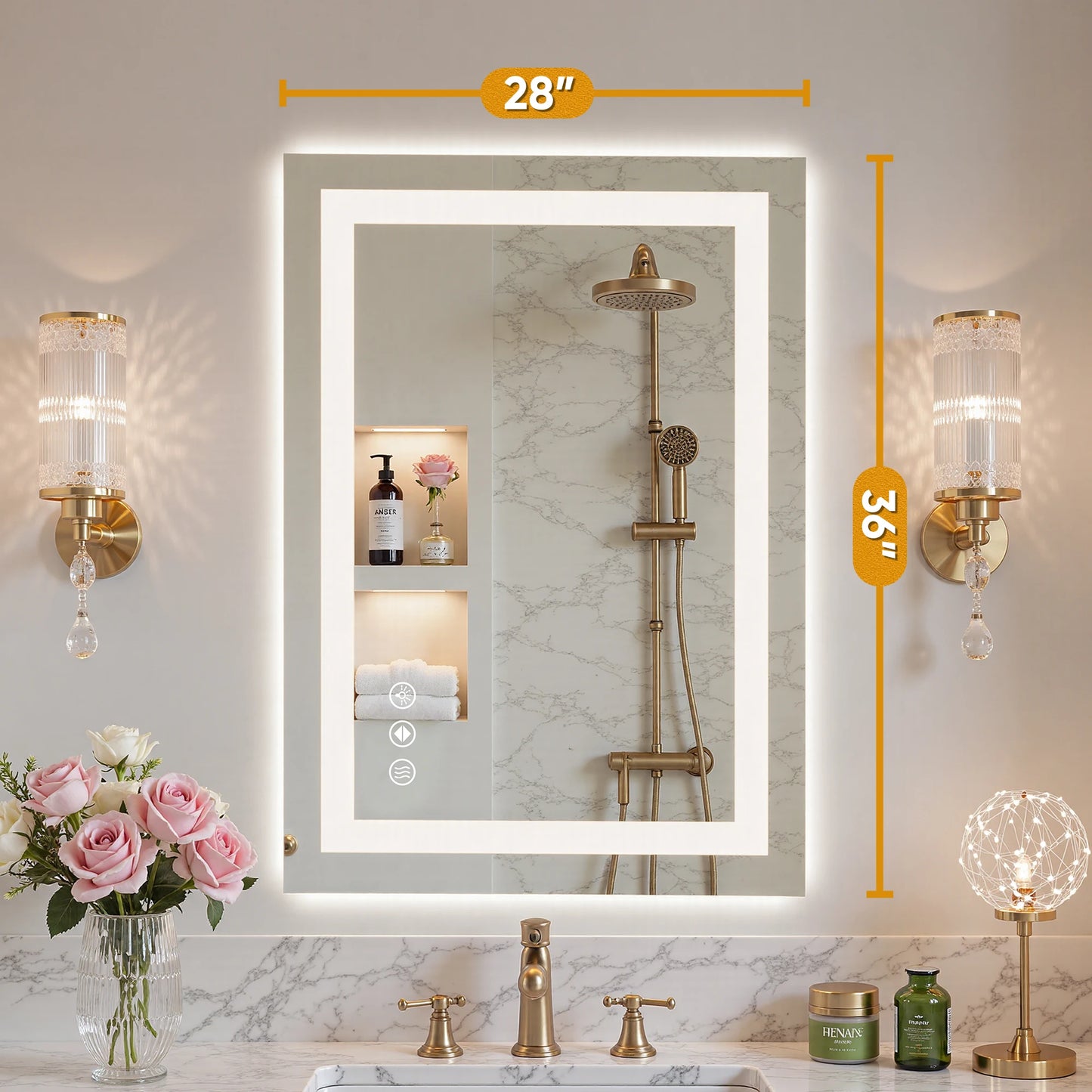JHK LED Bathroom Vanity Mirror for Wall Memory Function